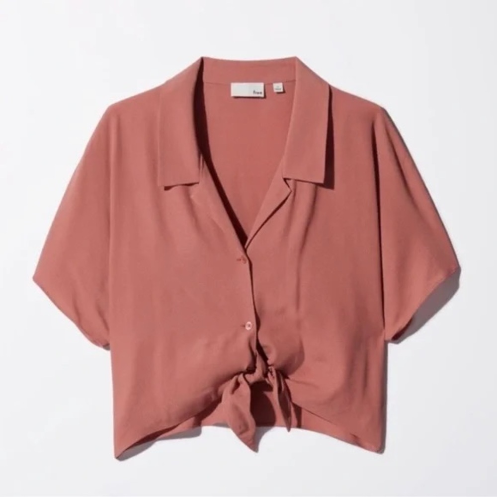 Wilfred Free tie front satin blouse sz S